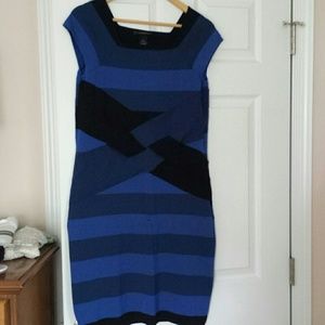 SZ 14/16 LB blue striped boat neck dress